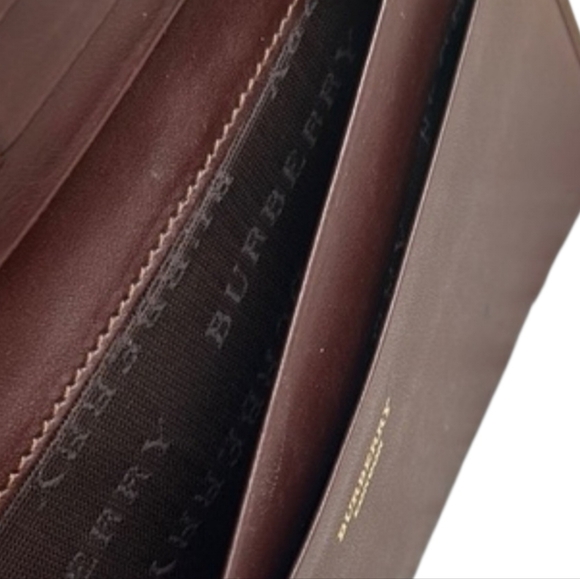 Burberry Haymarket Nova Check Bifold Wallet Brown Leather Gold Buckle Italy - Picture 6 of 15